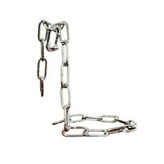 a large metal chain with two links attached to it's sides, on a white background