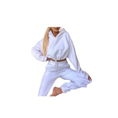 2 Piece Crop Hoodie and Jogger Pants Women M 16, Tracksuit Women, Casual Sets, Sleek Look, Sweater And Shorts, Office Ladies, Two Piece Sets, Sweater Coats, Cropped Hoodie