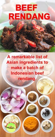 Rendang Recipe, Beef Food Recipes, Beef Rendang Recipe, Asian Ingredients, Beef Rendang, Malay Food, Foreign Food, Easy Asian Recipes, Curry Dishes