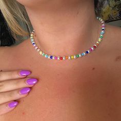 Length Is 16", Can Be Extended Another Inch. Meant To Be Worn As A Choker, Looks Cute Layered With Other Necklaces. Perfect For Representing Lgbtq+ Even After Pride Month. Should Not Be Worn In A Pool Or In The Shower. #Lgbtq #Pride #Marthacalvo #Victoriaparis #Beadednecklace Pride 2024, Colorful Choker, Vampire Necklace, Pride Necklace, Red Choker, Jewlery Necklace, Bead Choker Necklace, Band Necklace, Pride Jewellery