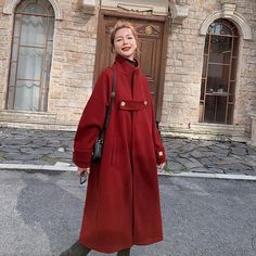 Wool Coat Women | Vintage Red Wool Coat | Stand Collar Cape Coat | Winter Wool Coat | Princess Coat This vintage red wool coat is a timeless classic that will elevate your winter wardrobe. Crafted from a luxurious wool blend, this coat features a stand collar cape design, offering both warmth and elegance. Key Features: Luxurious wool blend construction Eye-catching vintage red hue Stand collar cape coat design Loose fit for comfortable layering 126cm/49' Shoulder width + Sleeve length: 70cm/27' Whether you're layering it over casual or formal outfits, this princess coat with a loose fit and long length ensures both warmth and style throughout the season. Add a statement piece to your winter collection with this standout wool coat. Vintage Cape Coat, Stand Collar Coat, Red Wool Coat, Cape Designs, Princess Coat, Wool Winter Coat, Coat Stand, Wool Coat Women, Formal Outfits