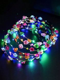 1pc LED Light-Up Flower Crown Headband, Diameter 8.7in, Glow-In-The-Dark Headpiece For Women's Wedding, Holiday, Halloween, Christmas, New Year's Party Decorations, Glow Party Supplies, Neon Party Accessories, Suitable For Raves,Christmas Multicolor    Polyester     Event & Party Supplies, size features are:Bust: ,Length: ,Sleeve Length: Concert Headbands, Led Flower Crown, Glow Party Supplies, Led Garland, Hair Garland, Led Flower, New Year's Party Decorations, Flower Headdress, Flower Crown Headband