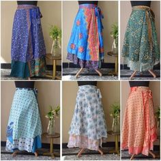 Indian Vintage Silk Wrap around magic long skirts for women, its free size wraps Reversible Tie skirts. Our skirt is handmade by our artisans in India out of recycled saris and turned into the beautiful finished skirts. With your help, these artisans are able to sustain year-round employment. Every skirt is truly an original made with exotic reclaimed materials. This skirt has the unique combination of designs and final touch of thread work on its corners which makes the product look artisticall Magic Skirt, Sari Skirt, Long Wrap Skirt, Silk Wrap Skirt, Indian Skirt, Flamenco Dress, Mode Hippie, Silk Maxi Skirt, Hippie Skirts