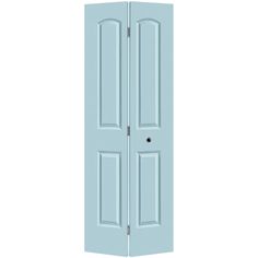 an open blue door on a white background