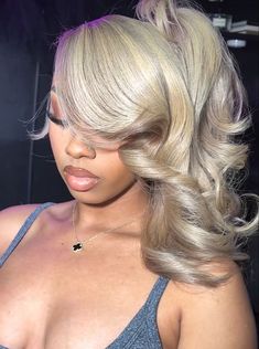 Bombshell Blonde, Wig Collection, Frontal Wig Hairstyles, Cute Hair Colors, T Shirt Female, Hair Ponytail Styles, Dope Hairstyles, Hair Laid, Ponytail Styles