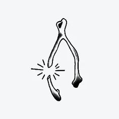 a black and white drawing of a pair of scissors with the handle pointing up to it