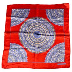 ERMENEGILDO ZEGNA pocket square in a red and blue silk fabric featuring a mandala print, and picture frame border. Made in Italy. Very Good Pre-Owned Condition. Measurements: 15.5 inches x 15.5 inches Sui Generis Reference: 130264 Category: Pocket Square More Details Brand: ERMENEGILDO ZEGNA Color: Red Color 2: Blue Fabric: Silk Age Group: Adult Made in: Italy Picture Frame Border, Blue Silk Fabric, Versace Blue, Handkerchief Men, Linen Men, Frame Border, Mandala Print, Silk Pocket Square, Cream Silk