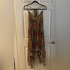 American Rag Women’s Printed Dress Swimsuit Cover-Up Nwt L Large Summer One-piece Printed Dresses, Casual Vacation Dress With Handkerchief Hem, Casual Handkerchief Hem Dress For Vacation, Casual Dress With Handkerchief Hem For Vacation, Vacation Sundress Maxi Dress With Handkerchief Hem, Sleeveless Brown Beach Cover-up Dress, Vacation Sundress With Handkerchief Hem, Sundress Maxi Dress With Handkerchief Hem For Vacation, Brown Boho Print Sleeveless Dress