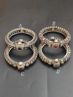 "You will receive 1 pcs of  Multicolor stone Oxidized Brass Bangle Bracelet Openable Studded Bangle Traditional Antique Look Vintage Style Handmade Jewelry For Women. Metal: Brass  Bangle Width :  15  mm  Bangle inner diameter :  2.3\" Approx.   Thank you very much for visiting ! Any questions, please feel free to contact us. Discount for bulk provide." The Bangles, Brass Bangle, Look Vintage, Jewelry For Women, Bangle Bracelet, Style Vintage, Bangle Bracelets, Vintage Style, 1 Piece