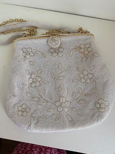 Exquisite, wonderful vintage beaded handbag. Vintage Evening Bag With Handwork For Formal Occasions, Vintage Handwork Evening Bag For Wedding, Vintage Handheld Shoulder Bag For Weddings, Vintage Handheld Shoulder Bag For Wedding, Handheld Vintage Bags For Events, Vintage Embellished Bag For Everyday Use, Embellished Vintage Bags For Events, Vintage Embellished Formal Shoulder Bag, Vintage Wedding Evening Bag With Handwork