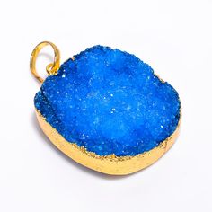 Sky Blue Druzy Gemstone Ethnic Handmade .925 Gold Plated Pendant 1.7" GSR-1349 Fashion Jewelry Necklaces, Druzy, Gold Pendant, Fashion Watches, Sky Blue, Blue Sky, Jewelry Necklace Pendant, Jewelry Watches, Silver Jewelry