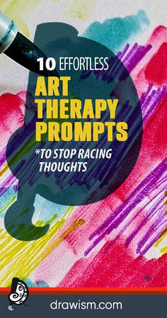 Click here for 10 drawing-based art therapy prompts to help stop racing thoughts & calm your mind fast! Save pin for later. Art Therapy Challenge, Calming Art Activities, Self Care Group Activities Art Therapy, Therapeutic Drawing Ideas, Painting Therapy Ideas, Bilateral Drawing Art Therapy, Model Magic Art Therapy, Mindful Art Projects, Creative Prompts Art