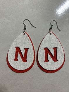 Nebraska Personalized White Drop Earrings, Personalized White Teardrop Jewelry, Ohio State Jewelry, Paw Print Earrings, Earrings Big, Pumpkin Earrings, College Team, Penn State, Ohio State