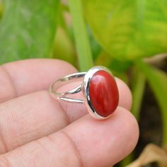 Red Coral Ring, 925 Sterling Silver Rings, 10x14 mm Oval Red Coral Ring, Women Rings, Red Coral Gemstone Ring, Coral Ring, Red Stone Ring Item Details Stone: Red Coral Shape: Oval Size: 10x14 mm Weight:- 3.60 Gram SKU: SE-608 Coral natural stone gold plated 925 sterling silver ring for stacking with other rings. Very tiny and versatile to wear with any stack combinations. Gorgeous gold plated 10x14 mm with coral gemstone ring perfect for any occasion to get the boho look. If you have any inquiri Coral Stone Ring, Red Coral Ring, Rings Red, Red Stone Ring, Gold Jewelry Simple Necklace, Coral Gemstone, Mens Necklace, Coral Ring, Jewelry Simple