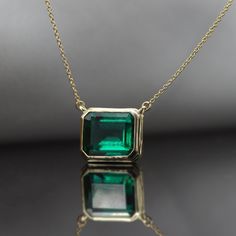 "Make a statement of sophistication with a big, bold Emerald gemstone, set in 14k gold frame and ready to wear on a golden chain. Set with an Emerald chatham octagon cut 12x10 6.52ct Handmade by an inspired jewelry artist team with decades of experience in the craft of jewelry making. Each gemstone, each diamond is carefully picked. Using only the finest raw materials and the highest industry standard in manufacturing, design and finish. A perfect vintage inspired piece to make a statement and s Gold Wedding Anniversary, Jewelry Artist, Golden Chain, Emerald Pendant, Sterling Silver Engagement Rings, Necklace Green, 14k Gold Necklace, Emerald Necklace, Gold Necklace Women