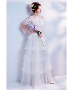 Buy Modern Tiered Tulle Informal Bridal Dress For Outdoor Wedding at wholesale price online. Free shipping and pro custom service since 2009.