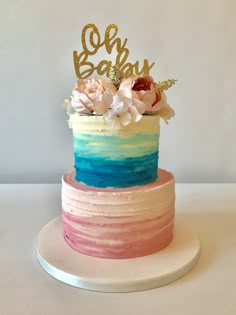 there is a cake that has been decorated with flowers