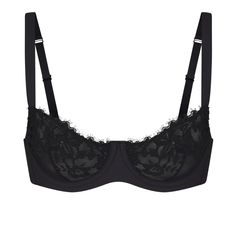 Bring The Romance In This Balconette Bra With Feminine Sheer Tulle Lining, Scallop Lace Detailing, And Supportive Underwire. Features Adjustable Elastic Back Straps, Unlined Lace Cups, Matte Microfiber Wings For Smoothing, Side Boning, And A Back Hook And Eye Closure. Complete The Look With Coordinating Bikini. Fits True To Size. Unlined Lace Cups, Sheer Tulle Lining, Balconette Neckline With Scallop Lace Detail, Underwire For Support, Hook And Eye Back Closure Sarah Is Size 2 And 5' 10” (178 Cm Lace Bra Outfit, Bra Outfit, Cute Bras, Black Lace Bra, Lace Set, Balconette Bra, Black Bra, Lace Bra, Lace Detail