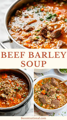 Beef Barley Soup - Savor the rich flavors of this classic Beef Soup paired with nutritious barley! This Beef Barley Soup is an easy-to-make recipe perfect for Crockpot Soup lovers. Save this pin for one of the most satisfying Easy Slow Cooker Recipes to try at home.