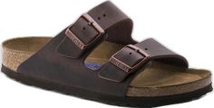 Leather Birkenstocks, European Shoes, Birkenstock Brown, Calf Muscles, Footbed Sandals, Birkenstock Arizona, Leather Slides, Sweaters And Jeans, Nubuck Leather