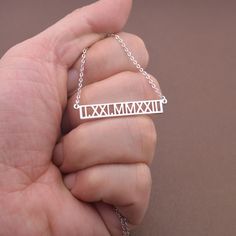 Dainty Roman Numerals Necklace-personalized Date - Etsy Custom Bar Necklace, Sterling Silver Name Necklace, Bar Necklace Personalized, Mother Jewelry, Gold Name Necklace, Friendship Necklaces, Gold Bar Necklace, Monogram Necklace, Name Jewelry