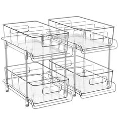 PRICES MAY VARY. [Upgraded Version]: The pull out cabinet organizer is made of sturdy high-hardness abs plastic and securely linked by four thickened stainless steel support tubes to ensure a stable structure also achieve water-proof and rust-proof. The see-through sides design helps to find your stuff with a glance. The bottom is equipped with four anti-slip feet pads to increase stability, make it non-slip and stable when pull out the organizer bin. [Pull-out Drawer & Built-in Handles]: The un Bathroom Under Sink Organization, Under Bathroom Sink, Bathroom Under Sink, Pull Out Cabinet, Medicine Cabinet Organization, Sink Organization, Bathroom Sink Storage, Kitchen Pantry Storage, Under Sink Storage