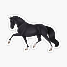 a black horse is galloping on the white background sticker with an image of it's head and tail