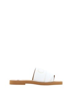 Chloé White Cotton Slides Woody Sandals Brand Monogram, Womens Slides Sandals, White Flat, Sandals White, Slides Women, Slides Sandals, Comfortable Flats, Womens Slides, Leather Accessories