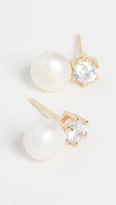 SHASHI Bliss Earrings | Shopbop Designer Fashion Jewelry, Freshwater Cultured Pearls, Pearl Stud Earrings, Pearl Size, Pearl Studs, Gorgeous Earrings, Gold Pearl, Silver Pearls, Cultured Pearls