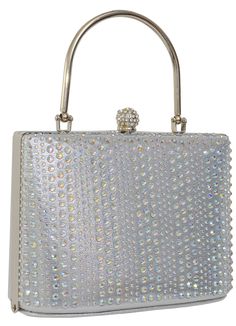 Silver Evening Bag Trendy Rectangular Bag For Parties, Trendy Silver Bag With Detachable Handle, Silver Handheld Shoulder Bag With Top Carry Handle, Luxury Rectangular Bag With Adjustable Handle, Silver Tote Bag For Party, Formal Silver Shoulder Bag With Top Handle, Trendy Silver Formal Bag, Trendy Square Evening Bag With Top Handle, Silver Shoulder Bag With Top Carry Handle