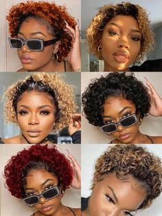 CurlyMe Summer Hairstyle Short Pixie Curly Color Wig Human Hair Lace Wigs Pixie Curly Hair, Plucked Wig, Blond Color, Honey Blond, Curly Color, Pixie Wig, Hairstyle Short, Colored Curly Hair, Wigs For Sale