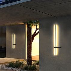 modern outdoor lighting on the side of a building