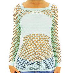 TD Collection Women's Elastic Nylon-Spandex Long Sleeve Fishnet Layer Blouse Top (One Size (S.M. L), Mint) TD http://www.amazon.com/dp/B00V5XIX1Y/ref=cm_sw_r_pi_dp_L2hSvb1A4N19J Fishnet Clothes, Clubwear Tops, Bathing Suit Covers