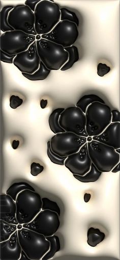 an abstract black and white background with hearts in the shape of flowers on top of each other