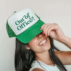 Out Of Office Trucker Hat - printwithsky - Funny Hat Funny Trucker Hat, Vacation Hat, Trucker Humor, Funny Hats, Out Of Office, Summer Hat, Custom Pet Portraits, Summer Hats, Adjustable Hat