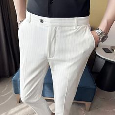 SPECIFICATIONS Material: Polyester Applicable Season: Spring and Autumn Style: Smart Casual Applicable Scene: Daily Front Style: Flat Pant Closure Type: Zipper Fly Gender: MEN Item Type: Suit Pants Formal Trousers For Men, Dress Pants Men, Men Fashion Casual, Flat Pant, Formal Trousers, Men Suit, Mens Dress Pants, Men’s Suits, Casual Suit