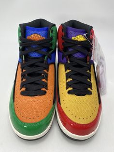 Nike Multicolor Basketball Shoes, Sporty Multicolor High-top Jordan Shoes, Casual Multicolor Jordan Shoes For Sports, Rainbow High-top Sneakers With Rubber Sole, Nike Multicolor High-top Sneakers With Rubber Sole, Multicolor Basketball Shoes With Air Max Cushioning, Sporty Multicolor Mid-top Basketball Shoes, Multicolor Low-top Leather Basketball Shoes, Multicolor Lace-up Basketball Shoes With Abzorb Midsole