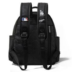 Made of synthetic leather LA logo is prominently embroidered on the front pocket. Top zipper closure Includes a spacious main compartment and a front zippered pocket for easy access to essentials. Side pockets provide additional storage options A zippered pocket on the back Adjustable padded shoulder straps 13.2"(L) x 6.5"(W) x 13"(H) Interior Capacity: Large Large Capacity Leather Bags For Streetwear, Black Leather Bag For Streetwear, Black Travel Bag With Logo Patch, Sporty Black Bag With Logo Patch, Black Everyday Bags With Logo Patch, Everyday Black Bags With Logo Patch, Functional Black Bag With Logo Patch, Black Streetwear Bag With Logo Patch, Black Sports Backpack With Zipper Closure