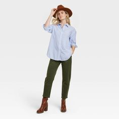 Gear up for your day in smart style in this Oversized Long-Sleeve Collared Button-Down Shirt from Universal Thread™. Made from 100% poplin cotton, this long-sleeve shirt offers all-day breathable comfort. Featuring a collared neckline with a button-front design that adds classic style, this solid button-down shirt features a tunic length with shirttail hem for versatile styling. Universal Thread™: Found exclusively at Target. Fall Daywear Blouse With Roll-up Sleeves, Fall Daywear Blouse With Rolled Sleeves, Casual Fall Shirt With Rolled Sleeves, Casual Shirt With Rolled Sleeves For Fall, Casual Button-up Blouse For Work, Casual Workwear Blouse With Roll-up Sleeves, Fall Shirt With Rolled Sleeves For Day Out, Casual Workwear Blouse With Button Cuffs, Fall Shirt With Roll-up Sleeves For Day Out