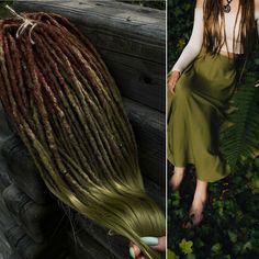 Boho dreadlocks Ginger synthetic dreads Double ended dreadlock Light orange to blonde ombré ✓ Colours: Dark ginger to deep olive green ✓ Set is decorated with beads and accessories ✓ Material: Hight quality synthetic hair (kanekalon) ✓ Gift (free stickers) *How to wash dreadlocks? It is relatively easy to wash synthetic dreads 🔅You can shower and shampoo your hair whilst wearing locs ( 1:10 shampoo to water)   Rinse well to ensure there is no residue left in the dreads. Let the hair air dry.  D Peekaboo Dreads, Loose Dreads, Man Dreadlocks, Viking Dreads, Boho Dreadlocks, Female Dreadlocks Styles, Green Dreads, Dark Ginger, Partial Dreads