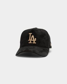 New Era Men's Los Angeles Dodgers Suede 9FORTY K-Frame Black/Tan | Culture Kings US Adjustable Six-panel Snapback Hat For Baseball Season, Adjustable Six-panel Snapback For Baseball Season, Curved Visor Fitted Hat For Baseball Season Streetwear, Adjustable Curved Bill Snapback For College, Adjustable Fitted Hat With Curved Bill For College, Adjustable Snapback Hat For Baseball Season, Urban Snapback Baseball Cap For Baseball Season, Urban Trucker Hat With Curved Visor For Baseball Season, Urban Style Adjustable Baseball Cap For Sports