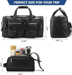 Elevate your travel experience with the FR Fashion Co. PU Leather Travel Set, featuring a spacious Duffle Bag, a compact and easy-to-carry Toiletry Kit, and a durable Waterproof Drawstring Dirty Laundry Bag. Perfectly designed for the modern traveler, this 3-piece set offers exceptional storage, convenience, and organization, whether you're heading to the gym, traveling for business, or embarking on a weekend getaway. Key Features: Separate Shoe Compartment: Keep shoes or dirty laundry isolated Multifunctional Portable Travel Bag For Overnight Trips, Functional Portable Travel Bag For Trips, Functional Portable Travel Bag, Functional Portable Travel Bag For Overnight Trips, Waterproof Leather Bags For Outdoor Activities, Black Waterproof Duffle Bag For Trips, Waterproof Black Duffle Bag For Trip, Durable Leather Functional Bag, Durable Functional Leather Bag