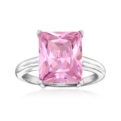 Ross-Simons - 6.00 Carat Simulated Pink Sapphire Ring in Sterling Silver. Size 9. Our budget-friendly ring is entirely on-trend, featuring the blockbuster color of the year! A sizable 6.00 carat rectangular radiant-cut simulated pink sapphire glistens on a glossy sterling silver band. 1/2" wide. Simulated pink sapphire ring. Carat weights are diamond equivalents. Sapphire Solitaire, Pink Sapphire Ring, Radiant Cut, Color Of The Year, Sterling Silver Bands, Pink Sapphire, Silver Band, Budget Friendly, Sapphire Ring