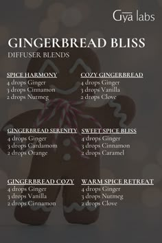 Experience the heartwarming charm of Gingerbread Bliss. These inviting blends fill your space with the sweet and spicy aromas of gingerbread, creating a cozy and delightful atmosphere. 🍪✨  #GyaLabs #UpliftYourEveryday #essentialoils #summerseason #amazing #soulwisdom  #summer  #summervibes #abundance #abundancemindset #miracles #blessings #inspiration #NaturalCare #HealthyLiving #EssentialOils #woman Pot Potpourri, 2024 Holidays, Organized House, Potpourri Recipes, Essential Oils 101, Essential Oil Spray, Diffuser Oil, Essential Oils Herbs