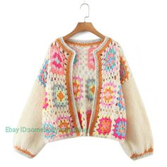 Women Crochet Square Handmade Cardigan   Color:Beige，Blue Size:One Size Material:Polyester      Payment 1. Payment must be made within 7 days of auction closing (Unpaid dispute will automatically open when item is not paid in 7 days). 2. PLEASE NOTE: SHIPPING&HANDING DOES NOT INCLUDE DUTIES, LOCATL TAXES OR ANY OTHER IMPORTATION FEES. 3. Please list your special requests (color, packages, value of declaration, etc.) in the EBAY NOTES SECTION when you make payment Shipping 1. We Ship to Worldwide Casual Crochet Outerwear In Acrylic, Casual Crochet Acrylic Outerwear, Spring V-neck Knitted Outerwear, Handmade Casual Cardigan With Long Sleeves, Casual Handmade Long-sleeved Cardigan, Casual Handmade Long Sleeve Cardigan, Casual Crochet Acrylic Cardigan, Handmade Acrylic Outerwear Casual Style, Handmade Casual Acrylic Outerwear