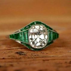 4.10CT Cushion Cut Lab Created Diamond and Emerald Art Deco Engagement Ring 925 | eBay Bijoux Art Deco, Deco Rings, Edwardian Ring, Antique Engagement Ring, Dior Vintage, Silver Jewelry Design, Engagement Ring Diamond Cut, Art Deco Engagement, Estilo Art Deco