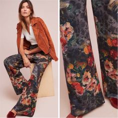 Nwt Anthropologie Simone Floral Trousers Pants Size Medium By Eva Franco Beautiful Floral Pattern And Stylish Trousers. High Waisted Polyester Elastase Side Slant And Faux Back Welt Pockets Front Zip Hand Wash Imported Approximate Measurements: Waist: 30” Rise: 13.5” Hip: 34” Inseam: 31.5” Length 44” Leg Opening: 12” Wall Painting Flowers, Pretty Pants, Floral Trousers, Thanksgiving Outfits, Floral Print Pants, Anthropologie Brands, Floral Knit, Womens Fashion Inspiration, Floral Pants