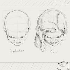 Ouko-Anatomy Top Down Head Construction Face From Top View Drawing, Mouths At Different Angles, Drawing Heads Looking Down, Drawing Characters From Different Angles, Head From Top View Drawing, Top Down Head Reference, Head Looking Down Drawing, Downward Head Angle, Head Top View Reference