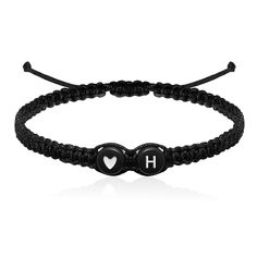 PRICES MAY VARY. MEANING: This initial heart rope bracelet is simple and classic style. Wearing this black rope bracelet will bring you protection and good luck. It will fit you with any wearing and in any occasions. MATERIAL: Handmade, sturdy rope elastic real nylon cord bracelet, comfortable to the touch,and braided by experienced workers. GIFT: A perfect gift for women, girls, mom ,wife, girlfriend, sister, aunt, best friends, bridesmaid, loved ones oral special treat for yourself. And all oc Matching Couple Bracelets, String Bracelet, Bracelets Friendship, String Bracelets, Rope Braid, Black Rope, Matching Couple, Couple Bracelets, Cord Bracelet