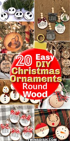 20 easy diy christmas ornaments round wood